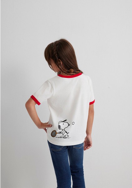 Peanuts Baskılı Ekru Tişört 7610371-70057