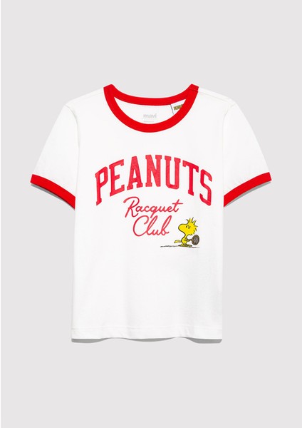 Peanuts Baskılı Ekru Tişört 7610371-70057