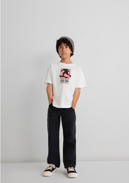 Baskılı Ekru Tişört 6610367-70057