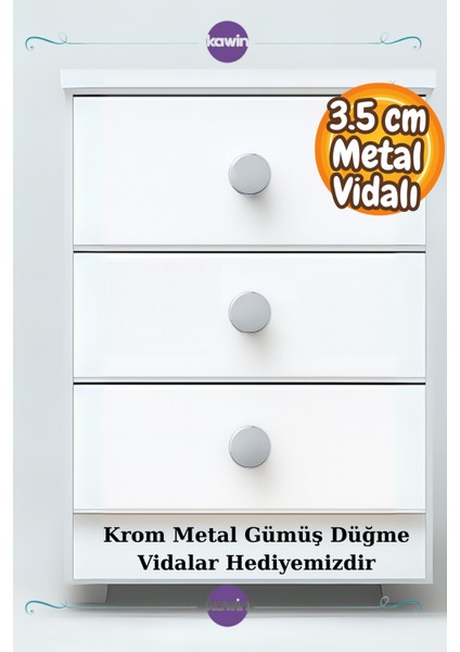 Krom Metal Düğme Kulp Dolap Çekmece Kulp Gümüş Parlak 35mm (3,5 cm) Kulbu Gri fiyatları