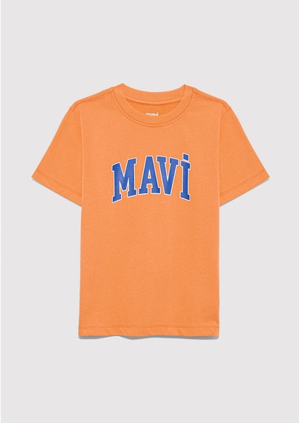 Mavi Logo Baskılı Turuncu Tişört 6610030-71421