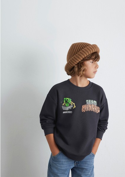 Minecraft Baskılı Antrasit Sweatshirt 6S10129-70087