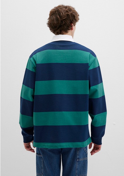 Mavi Logo Çizgili Lacivert Sweatshirt 0S10371-70497