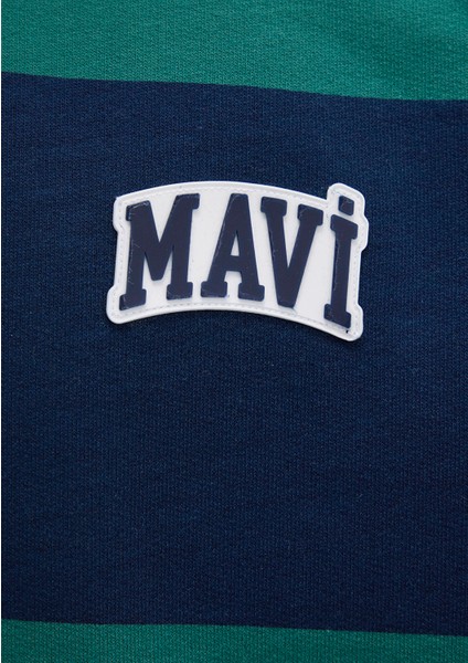 Mavi Logo Çizgili Lacivert Sweatshirt 0S10371-70497