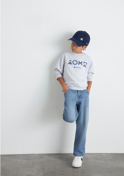 Playstation Baskılı Gri Sweatshirt 6S10132-88467