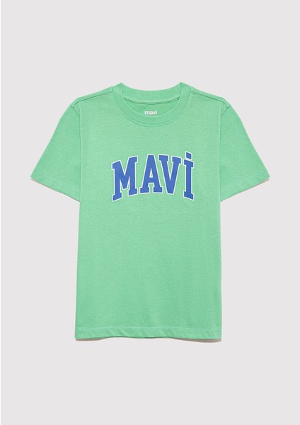 Mavi Logo Baskılı Yeşil Tişört 6610030-71789