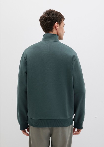 Yarı Fermuarlı Yeşil Basic Sweatshirt 0S10419-71598