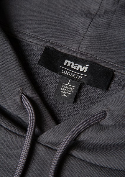 Mvjns Logo Baskılı Kapüşonlu Antrasit Sweatshirt 0611786-80106