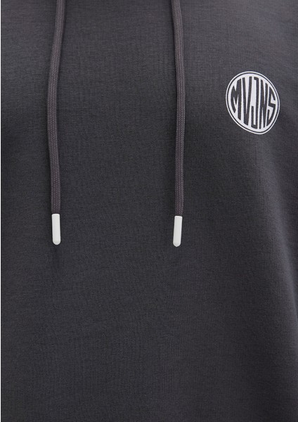Mvjns Logo Baskılı Kapüşonlu Antrasit Sweatshirt 0611786-80106