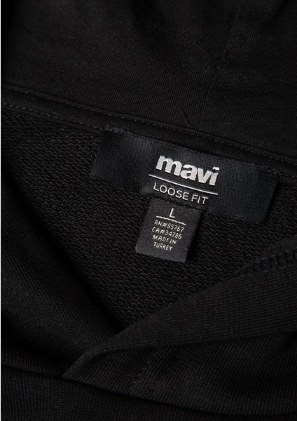 Mvjns Baskılı Kapüşonlu Siyah Sweatshirt 0S10346-900