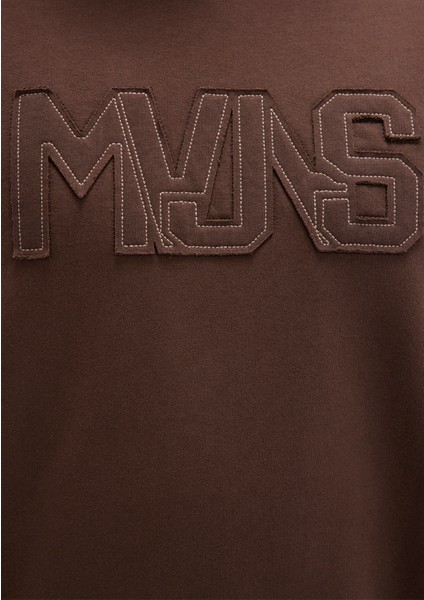 Mvjns Baskılı Kapüşonlu Kahverengi Sweatshirt 0S10346-88067