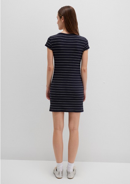 Çizgili Örme Elbise 1310774-91103