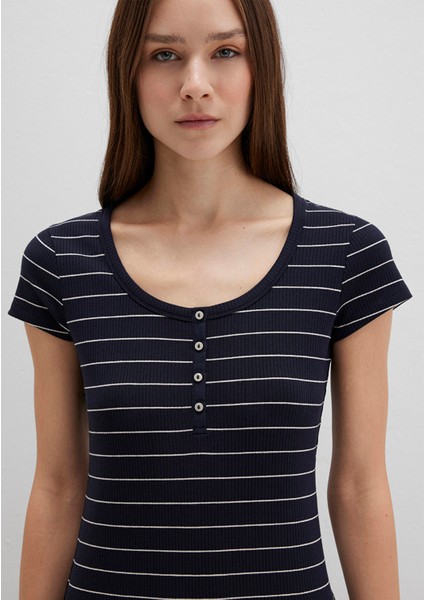 Çizgili Örme Elbise 1310774-91103