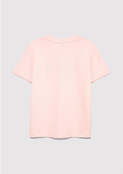 Mavi Pati Baskılı Pembe Tişört 7610361-90974