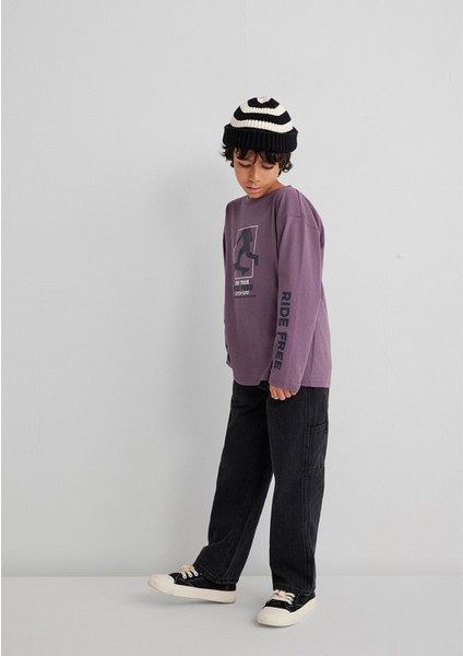 Baskılı Mor Tişört 6610366-70656