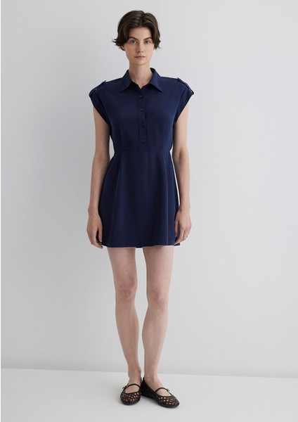 Lacivert Gömlek Elbise 1310758-70492