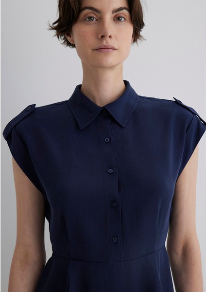 Lacivert Gömlek Elbise 1310758-70492