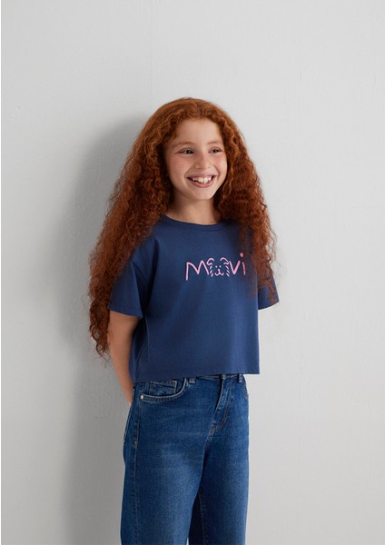 Mavi Köpek Baskılı Lacivert Tişört 7610363-87737