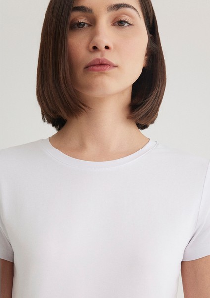 Stretch Beyaz Basic Tişört 162767-620