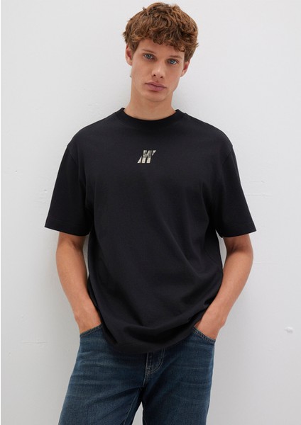 Mavi Pro Baskılı Siyah Tişört 0613078-900