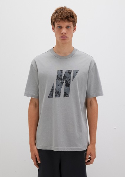 Mavi Pro Logo Baskılı Gri Tişört 0613083-82577