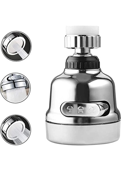 Krom 3 Fonksiyonlu Mutfak Lavabo Başlığı 360 Derece Döner Musluk Ucu - Lisinya fiyatları