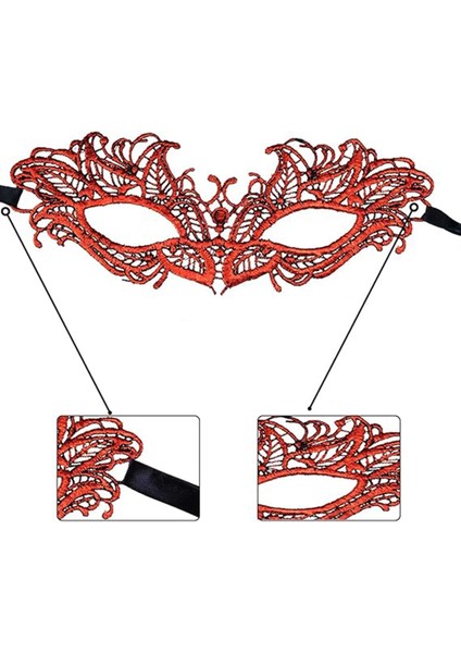 Kırmızı Dantel Masquerade Maskesi 5 No - Lisinya