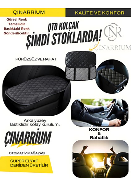 Renault Clio 3 2005-2011 Deri Oto Kolçak Kılıfı Örtüsü Capitone Süngerli Siyah Nakışlı