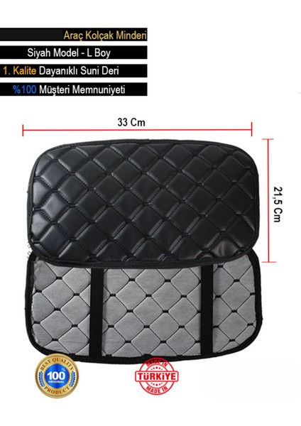 Renault Clio 3 2005-2011 Deri Oto Kolçak Kılıfı Örtüsü Capitone Süngerli Siyah Nakışlı