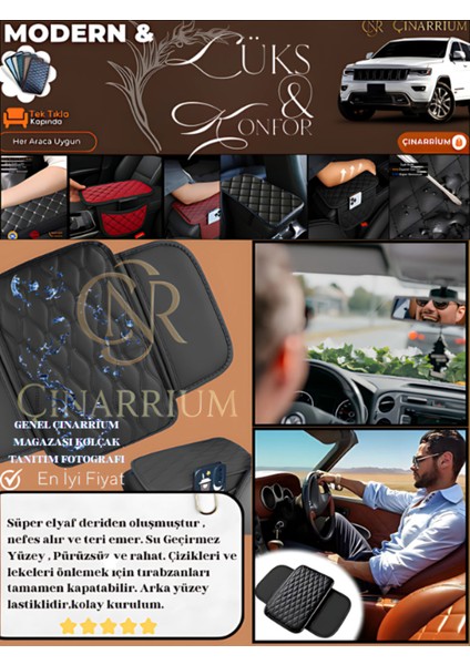 Seat Cordoba 2002-2009 Deri Oto Kolçak Kılıfı Örtüsü Capitone Süngerli Kırmızı Nakışlı