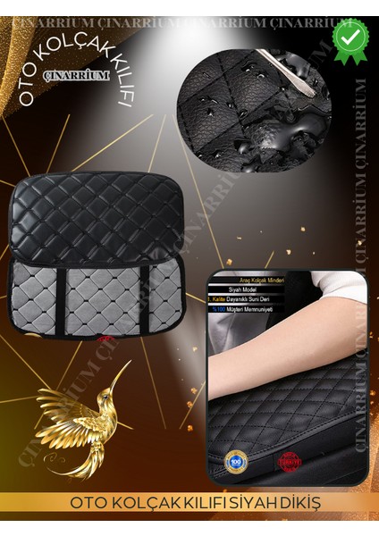 Renault Clio 2 Hb 1998-2004 Deri Oto Kolçak Kılıfı Örtüsü Capitone Süngerli Siyah Nakışlı fırsatları