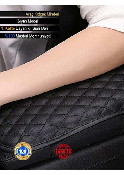 Renault Grand Scenic 2009-2013 Deri Oto Kolçak Kılıfı Örtüsü Capitone Süngerli Siyah Nakışlı indirimleri