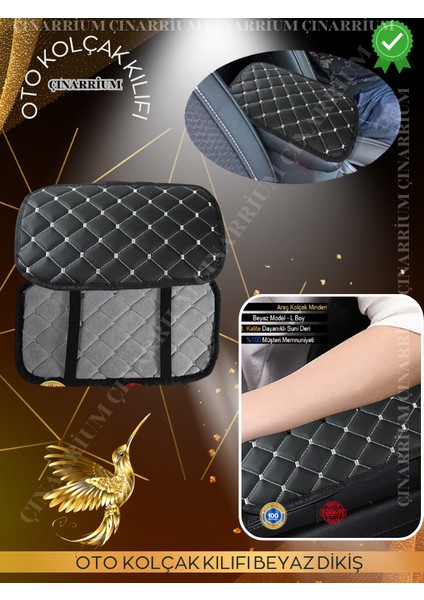 Mitsubishi Lancer 2002-2007 Deri Oto Kolçak Kılıfı Örtüsü Capitone Süngerli Beyaz Nakışlı fırsatları