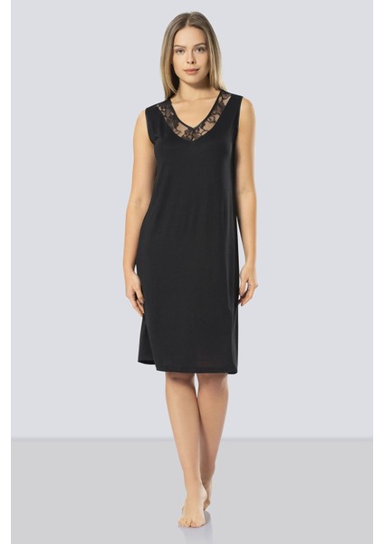 Kadın Dantelli V Yaka Gecelik 3285/SIYAH fiyatları