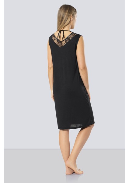 Kadın Dantelli V Yaka Gecelik 3285/SIYAH modelleri