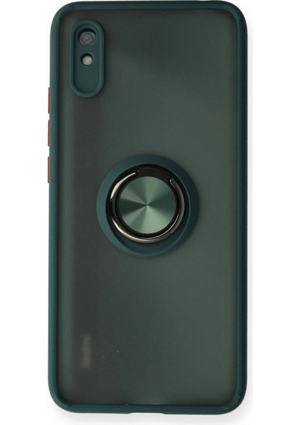 Xiaomi Redmi 9A Kılıf Montreal Yüzüklü Silikon Kapak - YEŞIL-(5796)