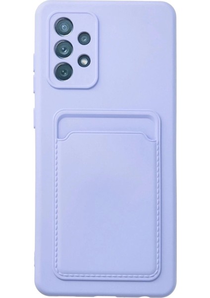 Samsung Galaxy A72 Kılıf Kelvin Kartvizitli Silikon - LILA-(5796)