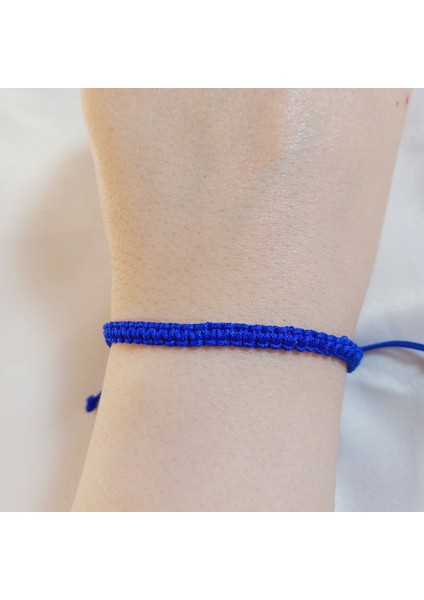 Saks Mavisi Makrome Bileklik - Sörfçü Bileklik - Unisex El Yapımı Makrome Asansörlü Ayarlanabilir Hediyelik - İp Bileklik - Makrome Bileklik - Örgü Bileklik - Saks Mavisi Bileklik