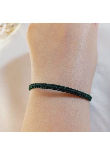 Koyu Yeşil Makrome Bileklik - Sörfçü Bileklik - Unisex El Yapımı Makrome Asansörlü Ayarlanabilir Hediye - Ip Bileklik - Makrome Bileklik - Örgü Bileklik - Koyu Yeşil Bileklik