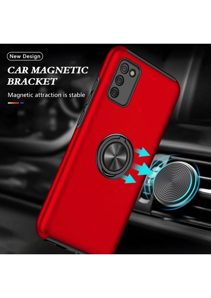 Samsung Galaxy A02S Kılıf Elit Yüzüklü Kapak - KIRMIZI-(5796) modelleri