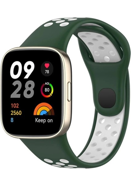 Xiaomi Redmi Watch 3 Spor Delikli Kordon - Haki YEŞIL-BEYAZ-(5796)