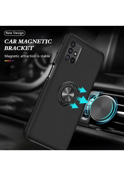 Samsung Galaxy M51 Kılıf Elit Yüzüklü Kapak - SIYAH-(5796) modelleri