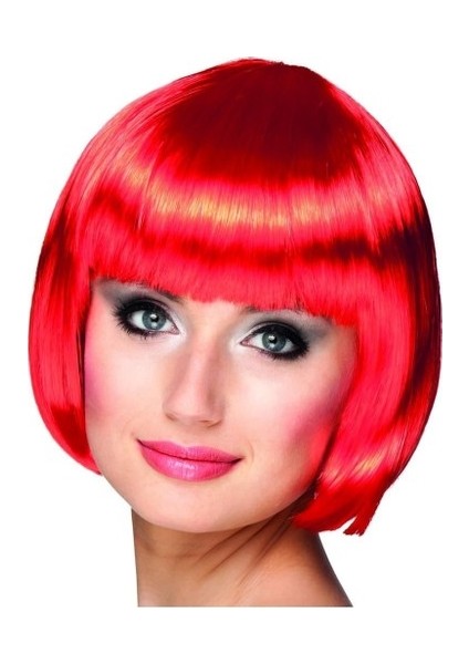 Nessiworld Kırmızı Renk Parti Peruğu Küt Saç