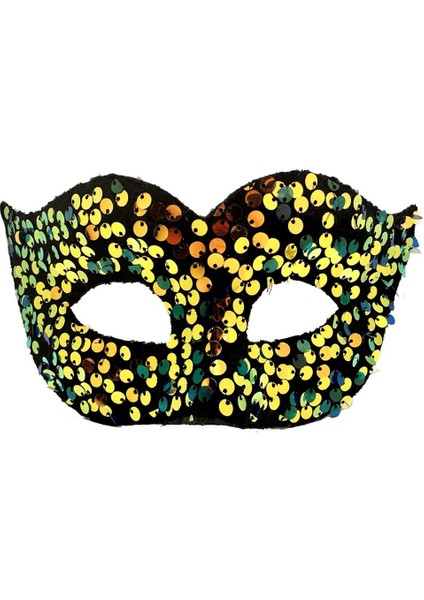Nessiworld Altın Renk Arkadan Lastikli Pul Payet Işlemeli Balo After Parti Maskesi modelleri