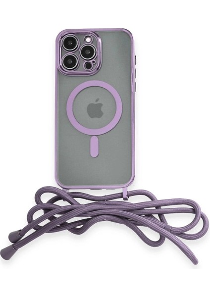 iPhone 13 Pro Kılıf Divo Lazer Askılı Magsafe Kapak - LILA-(5796)