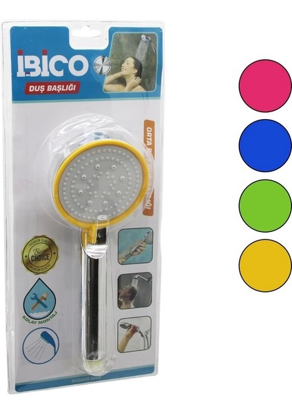 Orta Boy Yuvarlak=8.7cm Duş Başlık Kademeli Vakumlu Krom Gövde-Renk.kenar-Beyaz ZEMINSAP:14CM