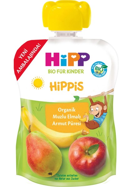 Nessiworld p Organik Muzlu Elmalı Armutlu Meyve Püresi 100 gr