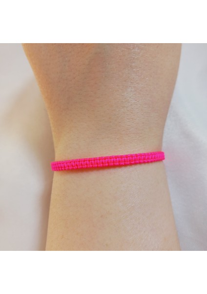 Fosforlu Pembe Makrome Bileklik - Sörfçü Bileklik - Unisex El Yapımı Makrome Asansörlü Ayarlanabilir Hediye - Ip Bileklik - Makrome Bileklik - Örgü Bileklik - Fosforlu Pembe Bileklik