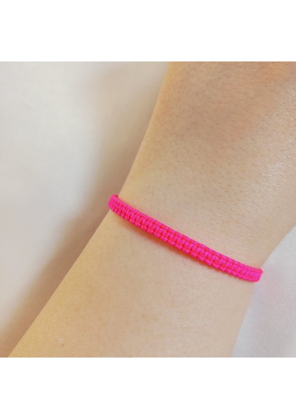Fosforlu Pembe Makrome Bileklik - Sörfçü Bileklik - Unisex El Yapımı Makrome Asansörlü Ayarlanabilir Hediye - Ip Bileklik - Makrome Bileklik - Örgü Bileklik - Fosforlu Pembe Bileklik fiyatları