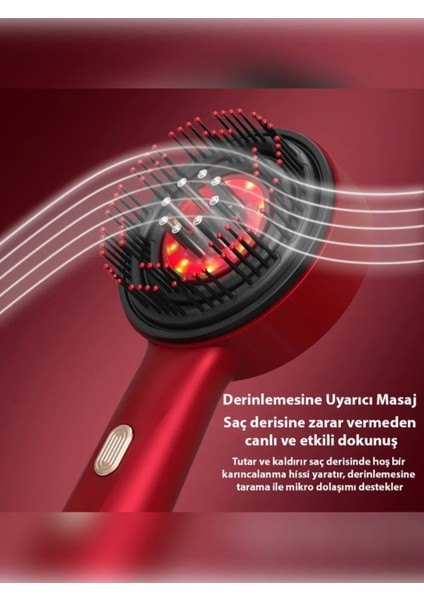 Şarjlı ve Titreşimli Saç Masaj Tarağı Bakım Yağı Hazneli Fırça ( Lisinya )